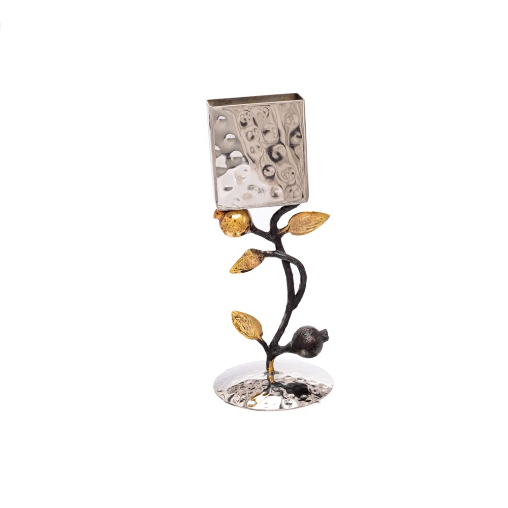 Emanuel Havdalah Set, Stainless Steel With Pomegranate Design, Copper Accents