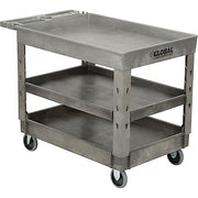 3 Tray Shelf Plastic Service & Utility Cart by Global Industrial – Plastic, Gray, Model 800307
