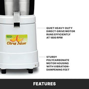 Waring Heavy Duty Citrus Juicer / 10 x 10 x 19.5 inches / White Citrus Juicers