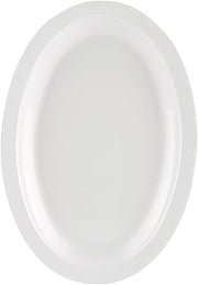 CAC China MLNC-12 Maxwell White Narrow Rim Oval Platter 9 3/4" - 2 doz