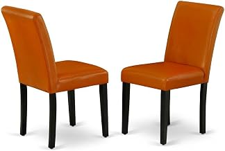 Furnifact Faux Leather-Upholstered Parsons Dining Chair, High-Back Kitchen Chair for Dining Room and Dining Table, Set of 2