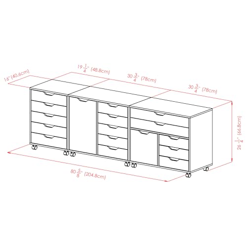 Winsome White / 2 Doors, 15 Drawers / Transitional Storage Drawer Units