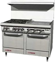 Southbend S48DC-3TR S-Series 48" Gas Restaurant Range w/ (2) Open Burners, 36" Right Thermostatic Griddle, (1) Standard Oven & (1) Cabinet Base
