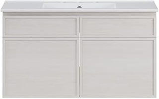 Swiss Madison St. Tropez 36" Wall-Mounted Bathroom Vanity in White Oak with 3-Hole Widespread Sink Top