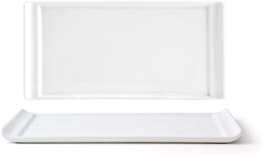 Front of the House DAP040WHP23 Nouvelle Rectangle Plate, 4" Width, 8" Length, Porcelain, White (Pack of 12)