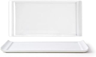 Front of the House DAP040WHP23 Nouvelle Rectangle Plate, 4" Width, 8" Length, Porcelain, White (Pack of 12)