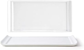 Front of the House DAP040WHP23 Nouvelle Rectangle Plate, 4" Width, 8" Length, Porcelain, White (Pack of 12)
