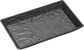 American Metalcraft FSMEL12 Melamine Faux Slate Rectangular Tray, Black, 12"