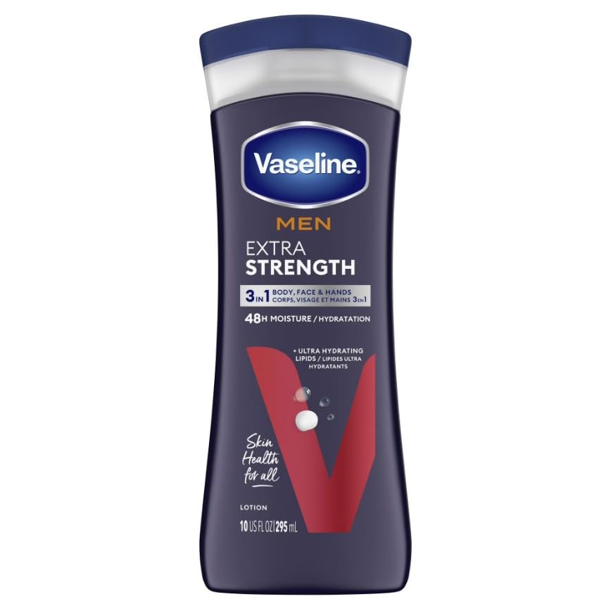 Mens Extra Strength Lotion 10 Ounce (295ml) (2 Pack) by Vaseline – 10 Ounce