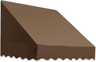 AWNTECH 10.38 FT. SAN Francisco Fixed Awning 124.5 in. W X 24 in. H X 42 in. D Acrylic Fabric in Burgundy/TAN Stripe SF2442-10BT