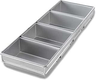 Chicago Metallic Bread Pan Set, 4-pan, 9-3/16" x 26" x 3" overall | 4-pan, 9-3/16" x 26" x 3" overall, (4) 8-1/2" x 5-3/4" strapped pans, wire in rim, band over wire, folded construction