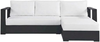 Powder-Coated Aluminum Right-Facing Chaise Sectional Sofa 2-Piece, Outdoor Patio Furniture Set for Deck and Porch, Gray White