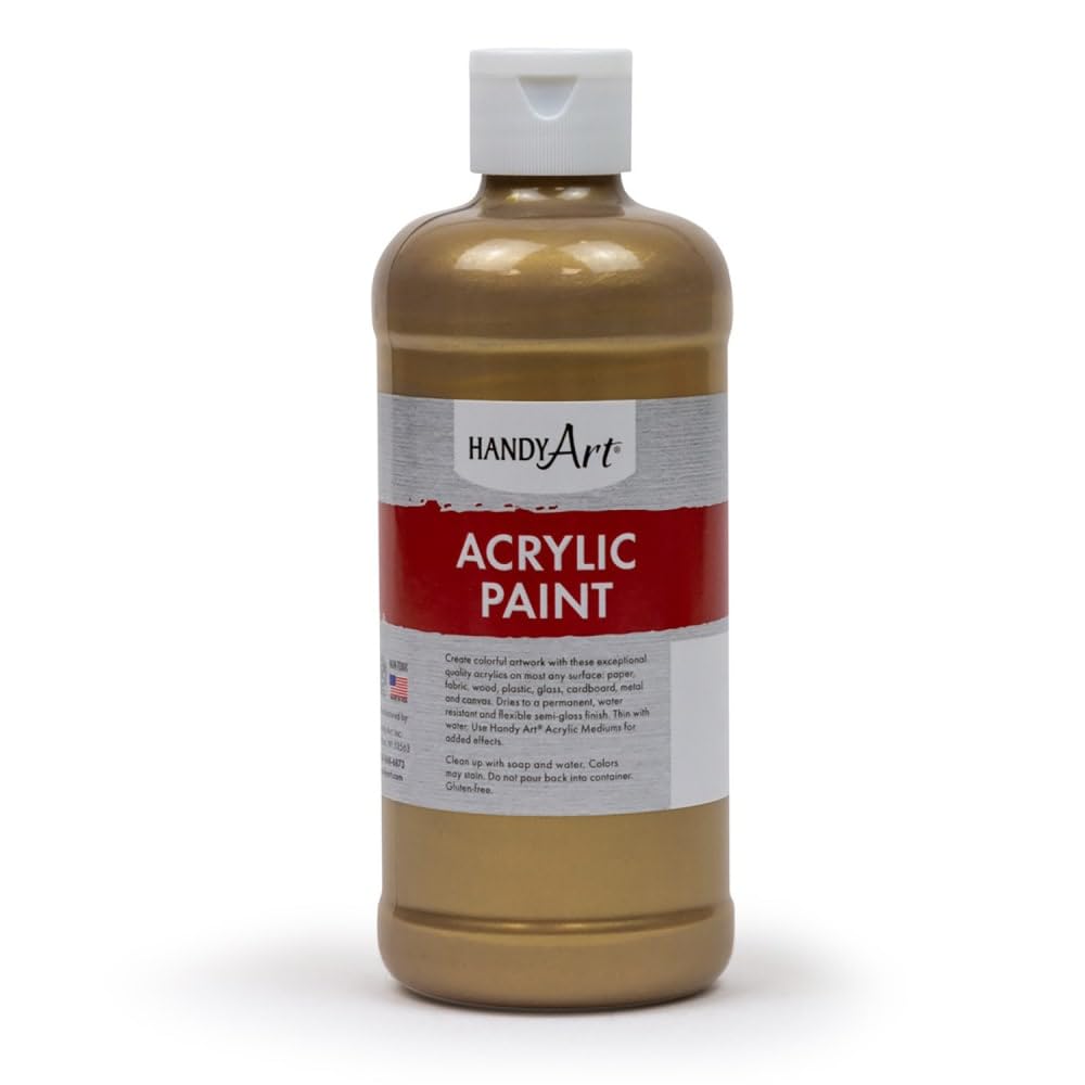 Metallic Acrylic Paint 16 oz. by Handy Art – 1 Count (Pack of 1), White., Model RPC101162-2