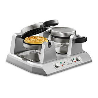 Belgian Waffle Maker with 208V & Rotary Feature by Waring – Double Belgian Waffle Maker | 50-60 | 208V, Alloy Steel, Silver, Model WW250BX2