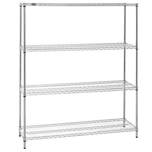 4-Shelf Chrome Plated Wire Shelving - 60" L x 18" W x 72" H by HUBERT – Wire, Chrome, Model 18602KTC