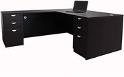 Boss Office Products Holland 71" Executive L-Shape Corner Desk with Dual File Storage Pedestals, Mocha