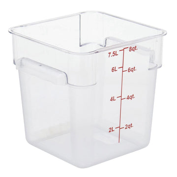 Clear Square Food Storage Container - 8 3/4" L x 8 3/4" W x 9" H by HUBERT – Polycarbonate (PC), Clear, Model 0105004-PC