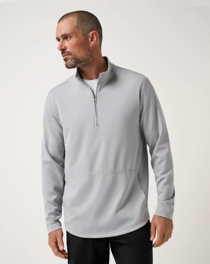 Mens Fibercloud 1/4 Zip Light Grey Small by TravisMathew – Small, Polyester Blend, Light Grey, Model A46145_0LGR_