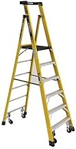 Werner PD7306-4C 6' Type 1AA Fiberglass Podium Ladder W/Casters 375 lb. Cap