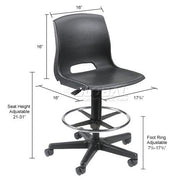 Contoured Plastic Stool by Global Industrial – Plastic, Black, Model 820GKX1