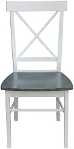 Furnifact Solid Wood X-Back Dining Chair with Carved Cross Detail, Wooden Kitchen Chair for Farmhouse Dining Room Table