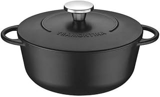 Tramontina Black Enamelled Cast Iron Casserole Dish | 28 cm (6 litre) | Indoor & Outdoor Use