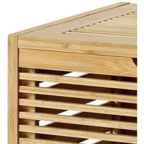 FurniFact Solid Bamboo Hamper with Hinged Lid, Spacious Laundry Basket with Safety Hinge for Bedroom, Bathroom, or Closet, Brown - image 7