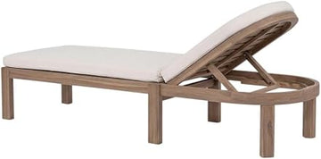Cream Fabric Lounge Chair, Upholstered Outdoor Patio Furniture, Contemporary Style, Comfortable Backrest, Durable Frame, Garden, Porch