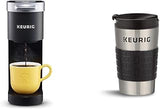 Keurig K-Mini Single Serve Coffee Maker, Black & Travel Mug Fits K-Cup Pod Coffee Maker, 1 Count (Pack of 1), Stainless Steel