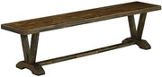 Furnifact Distressed-Finish Wooden Dining Bench with Farmhouse Style Base, Wood Bench Seat for Kitchen Table or Dining Room, Espresso Finish