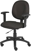 Crepe-Upholstered Task Chair with Height-Adjustable Arms, Diamond-Stitched Seat, Nylon Base, Ergonomic Office Desk Computer Chair