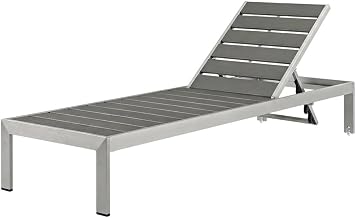 Gray Aluminum Chaise Lounge for Outdoor Patio, Durable Frame, Comfortable Backrest, Sleek Design, Ideal for Relaxation and Sunbathing