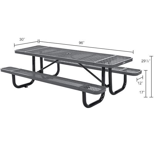 Global Industrial Grey / Industrial / 96 inches x 30 inches x 29.5 inches Picnic Tables