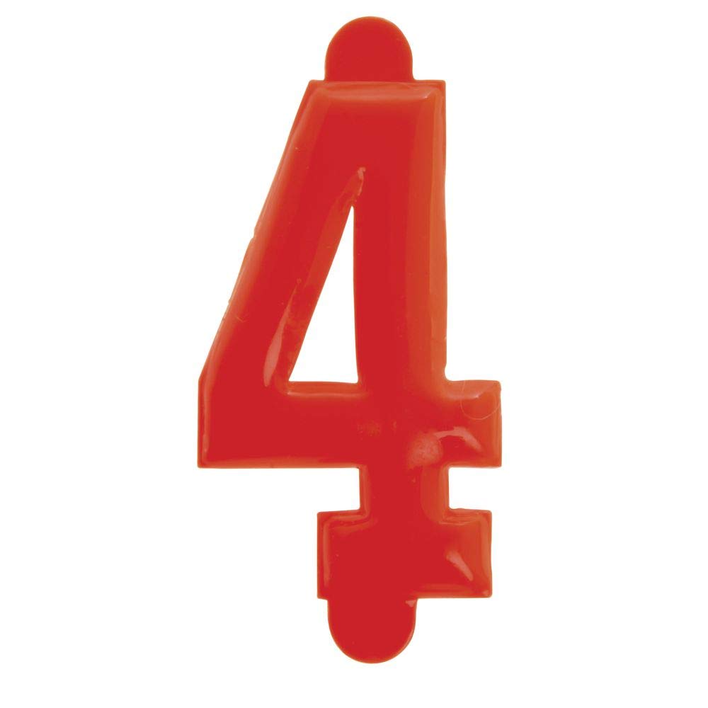 Price Tag Numbers 4 Red Embossed Plastic Red - 1 1/2" H 25 Per Bag by SHAW & SLAVSKY INC – Model 101-#4