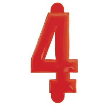 Price Tag Numbers 4 Red Embossed Plastic Red - 1 1/2" H 25 Per Bag by SHAW & SLAVSKY INC – Model 101-#4