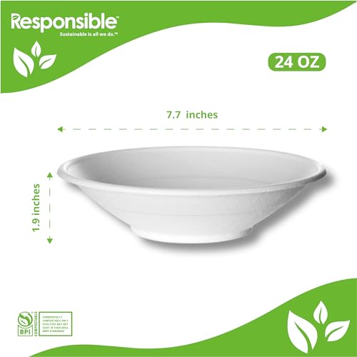 Responsible Products 24 oz (500 Count) / Classic White / Casual Bowls
