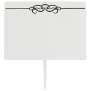 Deli Spear Tag Black Scroll Design White Plastic- 2 1/2"H x 3 1/2"L by HUBERT – 2.5*3.5 inches, Plastic, White, Model FT2S+BLK SCROLL