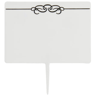 Deli Spear Tag Black Scroll Design White Plastic- 2 1/2"H x 3 1/2"L by HUBERT – 2.5*3.5 inches, Plastic, White, Model FT2S+BLK SCROLL