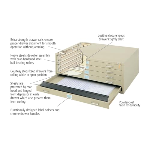 Safco Black / Flat File / 53.5"W x 41.5"D x 16.5"H Flat File Cabinets
