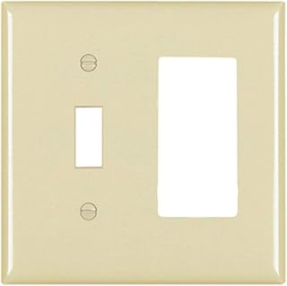 Legrand Pass & Seymour TP126 Trademaster Mid-Size Unbreakable Nylon Wall Plate, 2 Gang, Combination One Toggle and One Decorator Rocker GFCI Cover, Brown (1 Count)