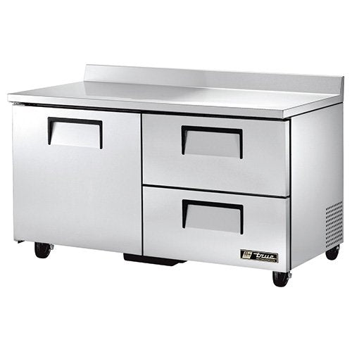 Solid Door and Drawer Worktop Refrigerator by True – 15.5 cubic_feet, Stainless Steel, Model TWT-60D-2