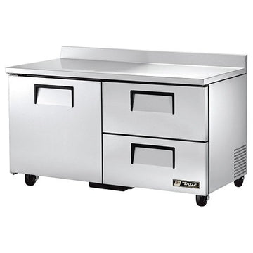 Solid Door and Drawer Worktop Refrigerator by True – 15.5 cubic_feet, Stainless Steel, Model TWT-60D-2
