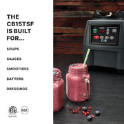 Waring Electronic Touchpad w/3 Minute Timer / Stainless Steel Jar CB15TSF / 1 Gallon Countertop Blenders