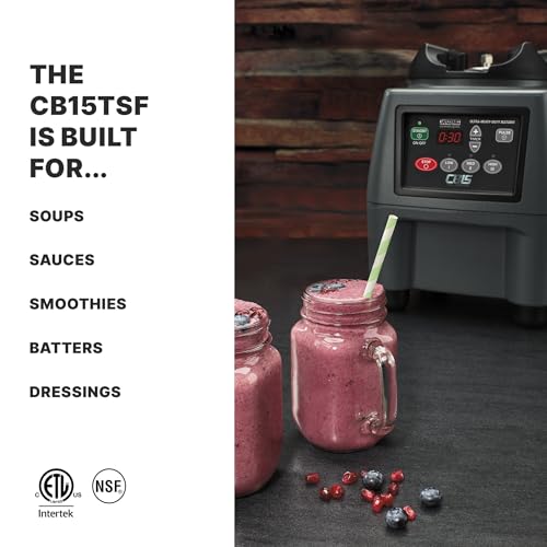 Waring Electronic Touchpad w/3 Minute Timer / Stainless Steel Jar CB15TSF / 1 Gallon Countertop Blenders