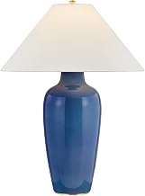 Hudson Valley Lighting Rhinelander 1-Light Table Lamp | Essential Style | Aged Brass Finish | Made of Ceramic & Textile | 30" Overall Height | Ceramic Brushed Indigo Accent | L2631-AGB/CBI