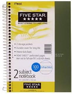 Mead 06180 100 Count - White Paper 5 Star Wire Bound Notebook