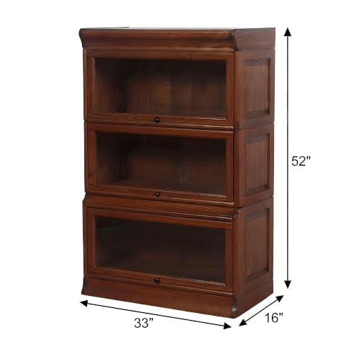Starlight Canyon Home Solid Wood Barrister Bookcase with Beveled Glass Doors, Tall Bookshelf with Storage for Home Office, Michael's Cherry - image 4