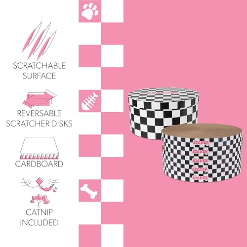 THE LICKER STORE Checker Black/White / 12" / Modern;Mid-Century;Classic;Transitional;Traditional;Cottage;Casual Scratching Pads