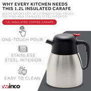 Winco 40.6 Ounces / Stainless Steel, Black / Modern Carafes