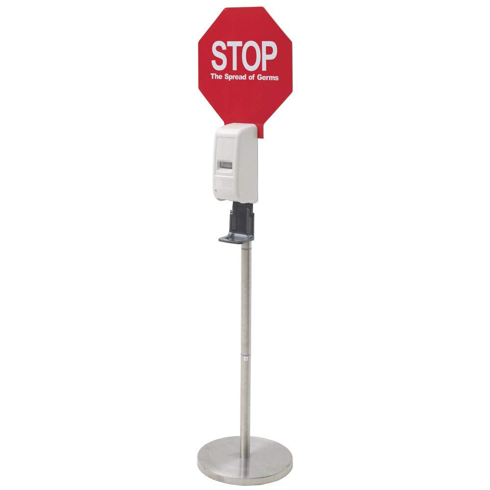 Floor Standing Hand Soap Dispenser by HUBERT – Plastic, White, Model 699whitestand